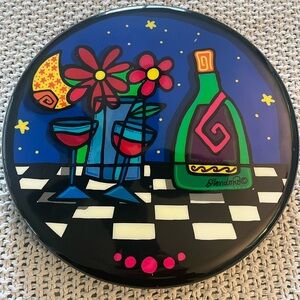 Blondo Vibrant Floral and Wine Art Plate